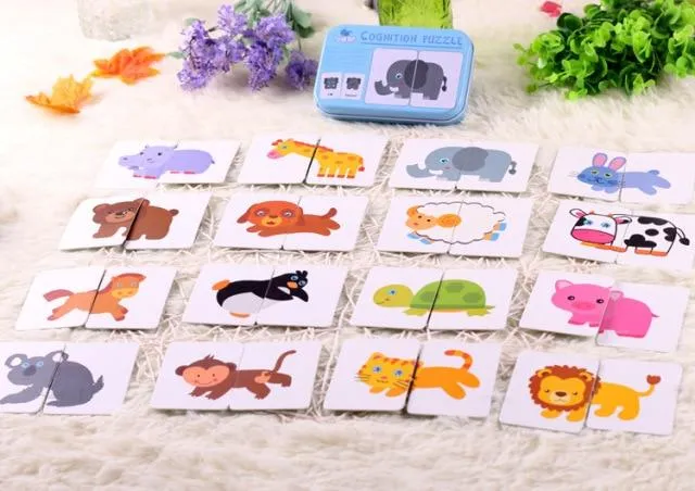 Obst Tier Erkenntnis Karte Puzzle Spiel Für Baby Kleinkind Montessori Matching Spiel 3D Jigsaw Kinder Früh Lernen Pädagogisches Geschenk