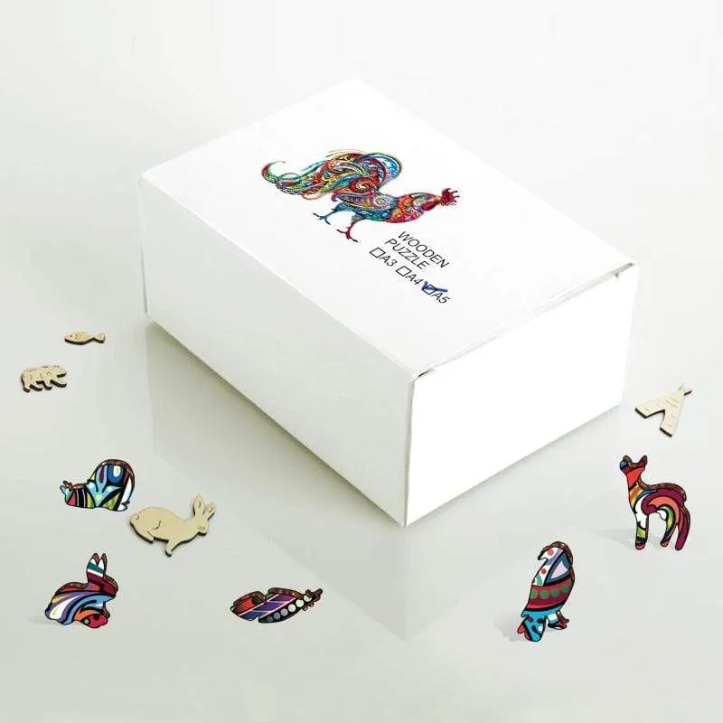 Einzigartiges Holzpuzzle mit Tieren für Erwachsene und Kinder, Puzzles, Spielzeug, DIY, Lernspiele, Weihnachtsgeschenke mit Originalverpackung zum Sammeln