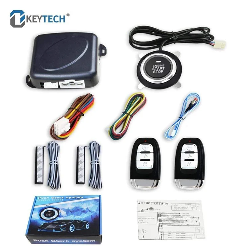 Universal 12V Auto One Start Stop Motor Push Button Auto Keyless Entry Start System Auto Alarm PKE Remote Starter stop