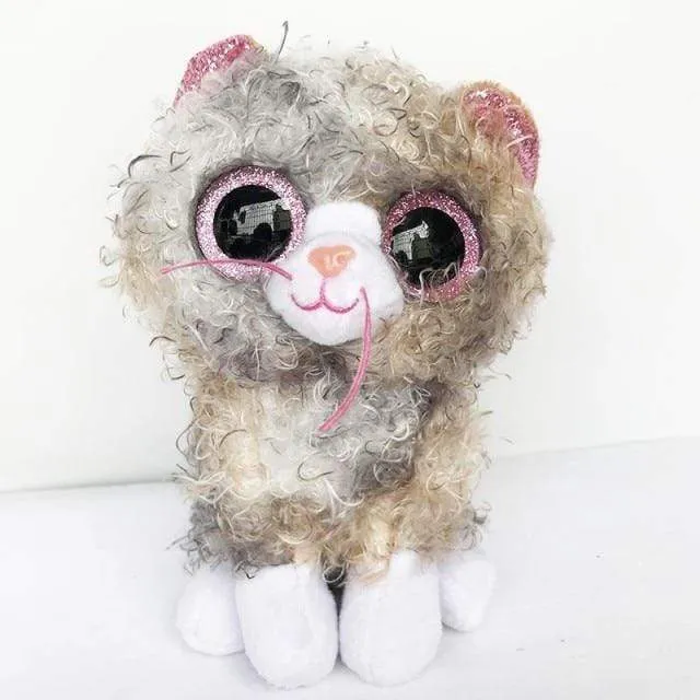 40 Style Ty Niedliche Tierplüschtierpuppe Big Eye Owl Dinosaurier Einhorn Pony Fledermausfuchs 15 cm Weicher Plüsch zum Sammeln Spielzeug Geschenk