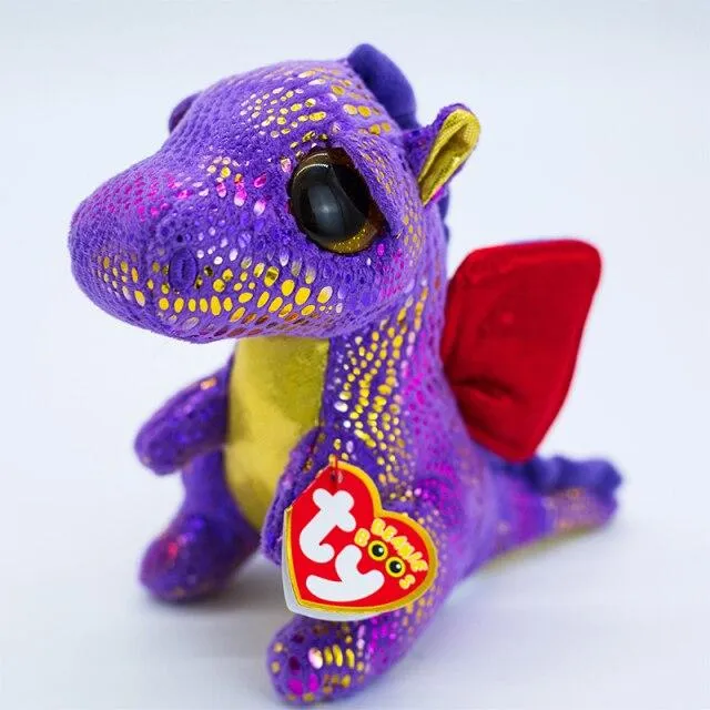 40 Style Ty Niedliche Tierplüschtierpuppe Big Eye Owl Dinosaurier Einhorn Pony Fledermausfuchs 15 cm Weicher Plüsch zum Sammeln Spielzeug Geschenk