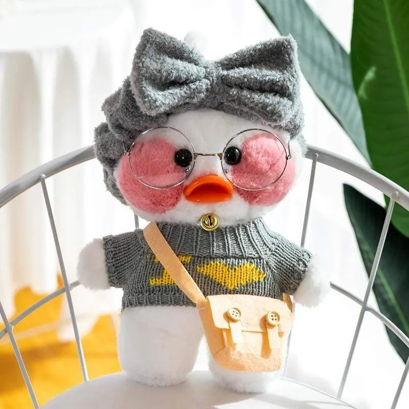 30cm Neue Hyaluronsäure Ente Plüsch Puppen Niedlichen Tier Enten Gefüllte Puppe Spielzeug Für Mädchen Kleine Gelbe Ente Mit Brille Kinder Geschenk
