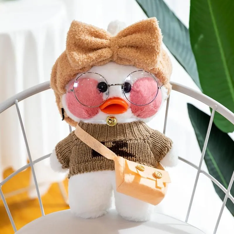 30cm Neue Hyaluronsäure Ente Plüsch Puppen Niedlichen Tier Enten Gefüllte Puppe Spielzeug Für Mädchen Kleine Gelbe Ente Mit Brille Kinder Geschenk
