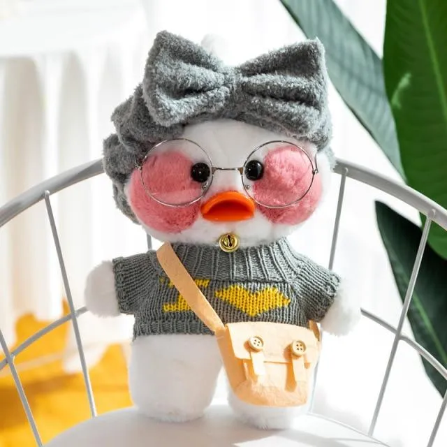 30cm Neue Hyaluronsäure Ente Plüsch Puppen Niedlichen Tier Enten Gefüllte Puppe Spielzeug Für Mädchen Kleine Gelbe Ente Mit Brille Kinder Geschenk