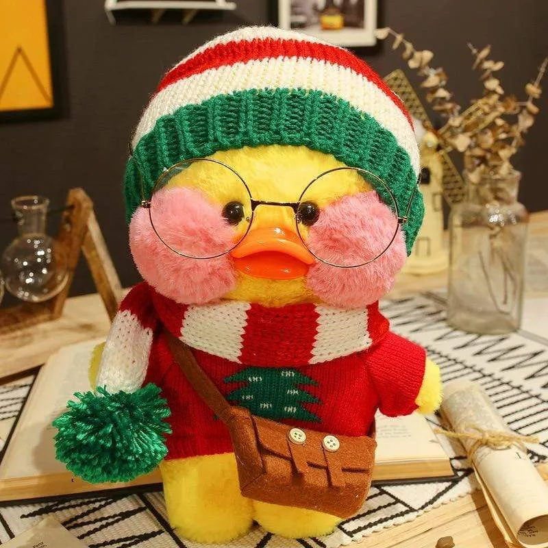 30cm Neue Hyaluronsäure Ente Plüsch Puppen Niedlichen Tier Enten Gefüllte Puppe Spielzeug Für Mädchen Kleine Gelbe Ente Mit Brille Kinder Geschenk