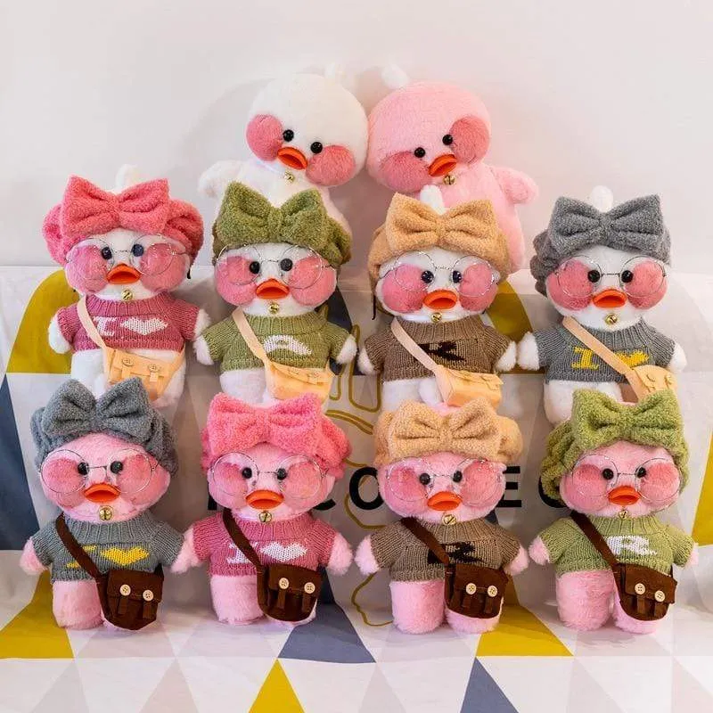 30cm Neue Hyaluronsäure Ente Plüsch Puppen Niedlichen Tier Enten Gefüllte Puppe Spielzeug Für Mädchen Kleine Gelbe Ente Mit Brille Kinder Geschenk