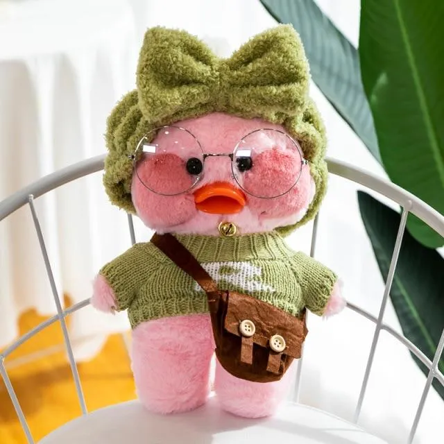 30cm Neue Hyaluronsäure Ente Plüsch Puppen Niedlichen Tier Enten Gefüllte Puppe Spielzeug Für Mädchen Kleine Gelbe Ente Mit Brille Kinder Geschenk