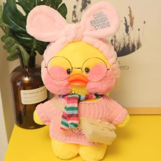 30cm Neue Hyaluronsäure Ente Plüsch Puppen Niedlichen Tier Enten Gefüllte Puppe Spielzeug Für Mädchen Kleine Gelbe Ente Mit Brille Kinder Geschenk