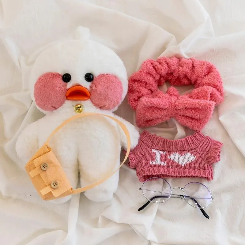 30cm Neue Hyaluronsäure Ente Plüsch Puppen Niedlichen Tier Enten Gefüllte Puppe Spielzeug Für Mädchen Kleine Gelbe Ente Mit Brille Kinder Geschenk