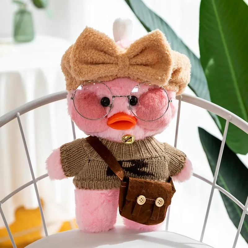 30cm Neue Hyaluronsäure Ente Plüsch Puppen Niedlichen Tier Enten Gefüllte Puppe Spielzeug Für Mädchen Kleine Gelbe Ente Mit Brille Kinder Geschenk
