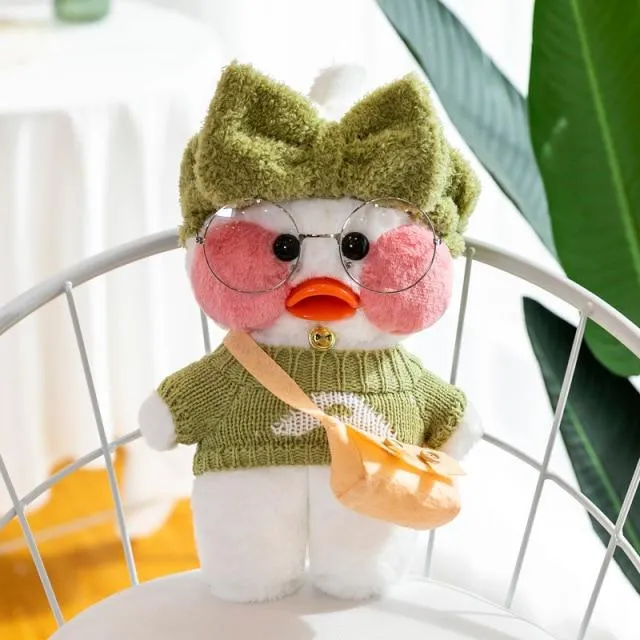 30cm Neue Hyaluronsäure Ente Plüsch Puppen Niedlichen Tier Enten Gefüllte Puppe Spielzeug Für Mädchen Kleine Gelbe Ente Mit Brille Kinder Geschenk