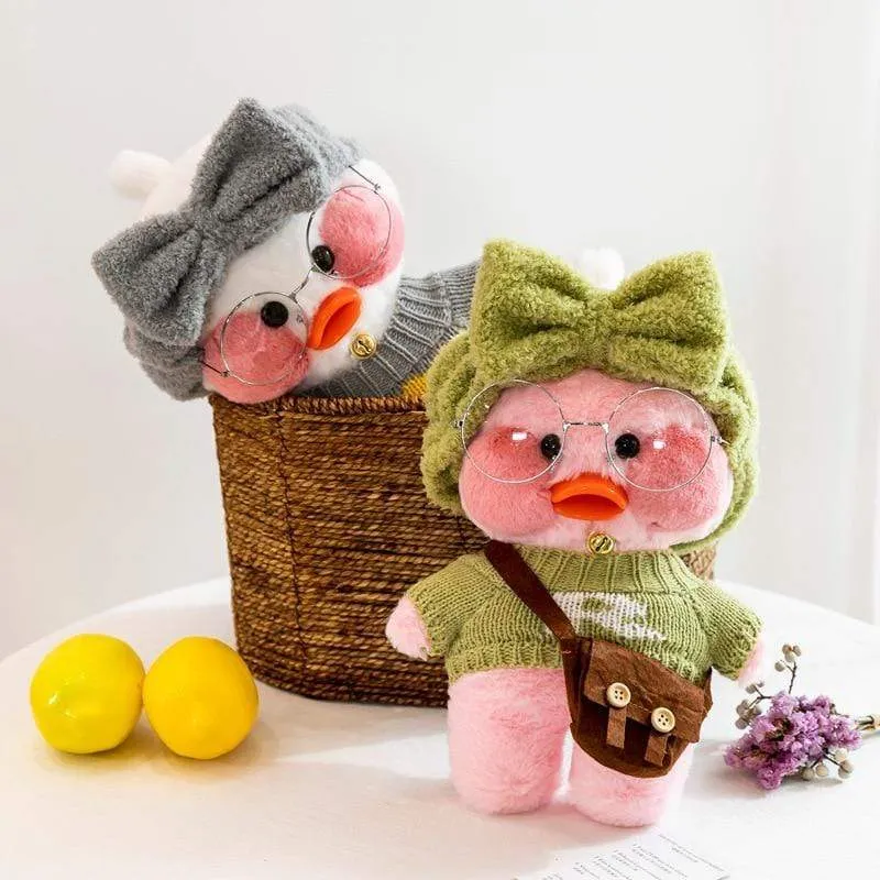 30cm Neue Hyaluronsäure Ente Plüsch Puppen Niedlichen Tier Enten Gefüllte Puppe Spielzeug Für Mädchen Kleine Gelbe Ente Mit Brille Kinder Geschenk