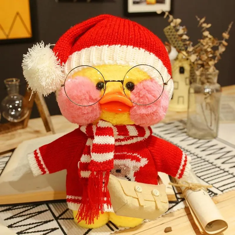 30cm Neue Hyaluronsäure Ente Plüsch Puppen Niedlichen Tier Enten Gefüllte Puppe Spielzeug Für Mädchen Kleine Gelbe Ente Mit Brille Kinder Geschenk