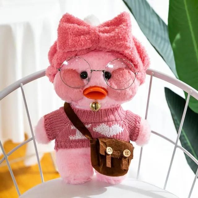30cm Neue Hyaluronsäure Ente Plüsch Puppen Niedlichen Tier Enten Gefüllte Puppe Spielzeug Für Mädchen Kleine Gelbe Ente Mit Brille Kinder Geschenk