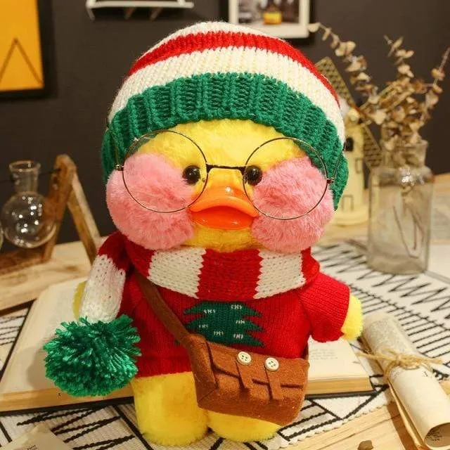 30cm Neue Hyaluronsäure Ente Plüsch Puppen Niedlichen Tier Enten Gefüllte Puppe Spielzeug Für Mädchen Kleine Gelbe Ente Mit Brille Kinder Geschenk