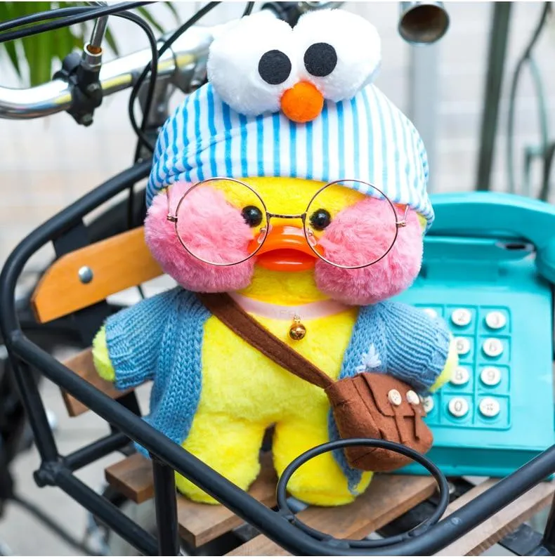 30cm Neue Hyaluronsäure Ente Plüsch Puppen Niedlichen Tier Enten Gefüllte Puppe Spielzeug Für Mädchen Kleine Gelbe Ente Mit Brille Kinder Geschenk