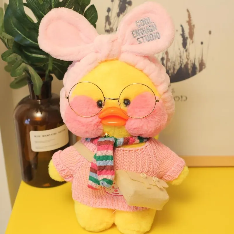 30cm Neue Hyaluronsäure Ente Plüsch Puppen Niedlichen Tier Enten Gefüllte Puppe Spielzeug Für Mädchen Kleine Gelbe Ente Mit Brille Kinder Geschenk