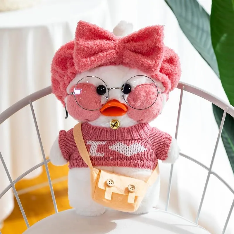 30cm Neue Hyaluronsäure Ente Plüsch Puppen Niedlichen Tier Enten Gefüllte Puppe Spielzeug Für Mädchen Kleine Gelbe Ente Mit Brille Kinder Geschenk