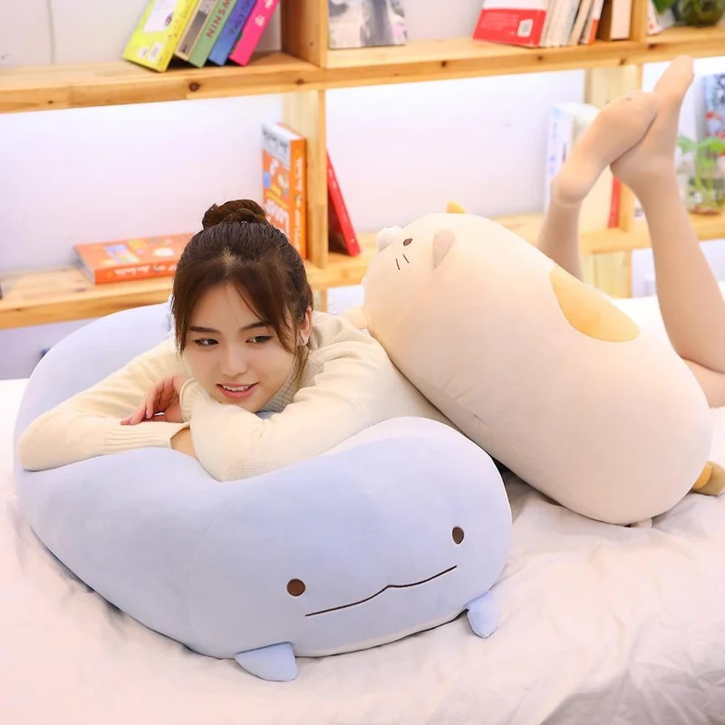 60/90 cm riesiges Eck-Biokissen, japanische Animation, Sumikko Gurashi, Plüschtier, gefüllt, weich, Cartoon, für Kinder, Mädchen, Valentinstagsgeschenke