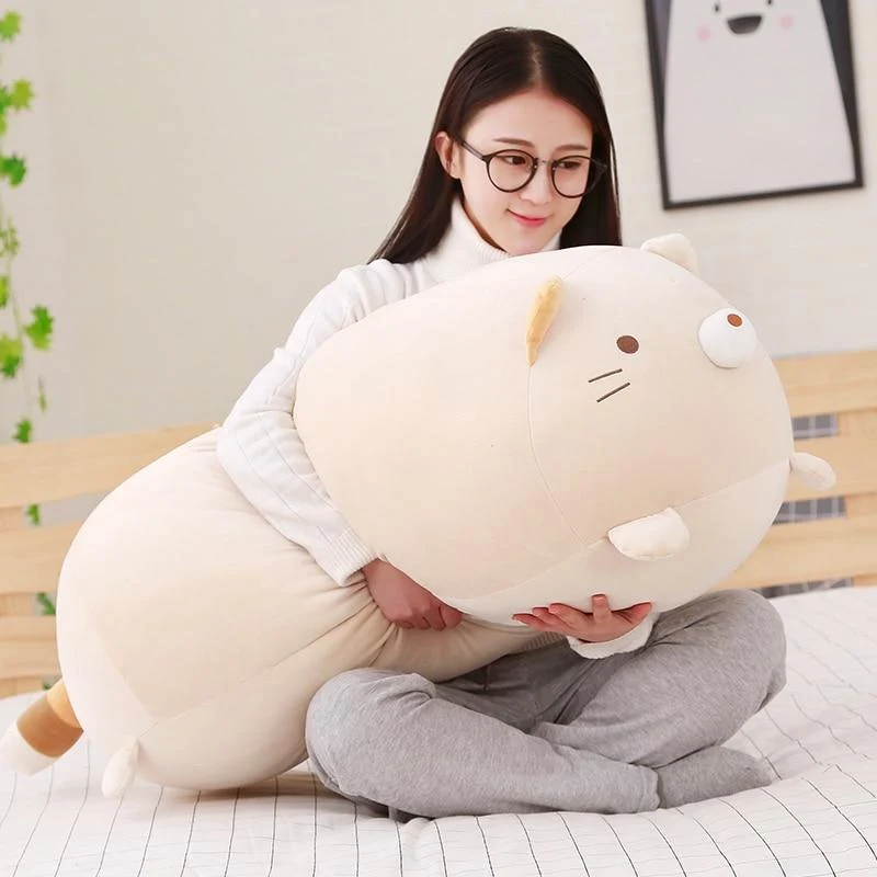 60/90 cm riesiges Eck-Biokissen, japanische Animation, Sumikko Gurashi, Plüschtier, gefüllt, weich, Cartoon, für Kinder, Mädchen, Valentinstagsgeschenke