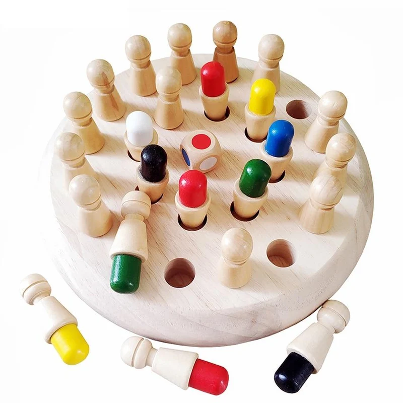 Kinderspiel Schach Holz Memory Match Stick Spaß Farbe Spielbrett Puzzles Pädagogisches Spielzeug Kognitive Fähigkeit Lernen Kinderspielzeug