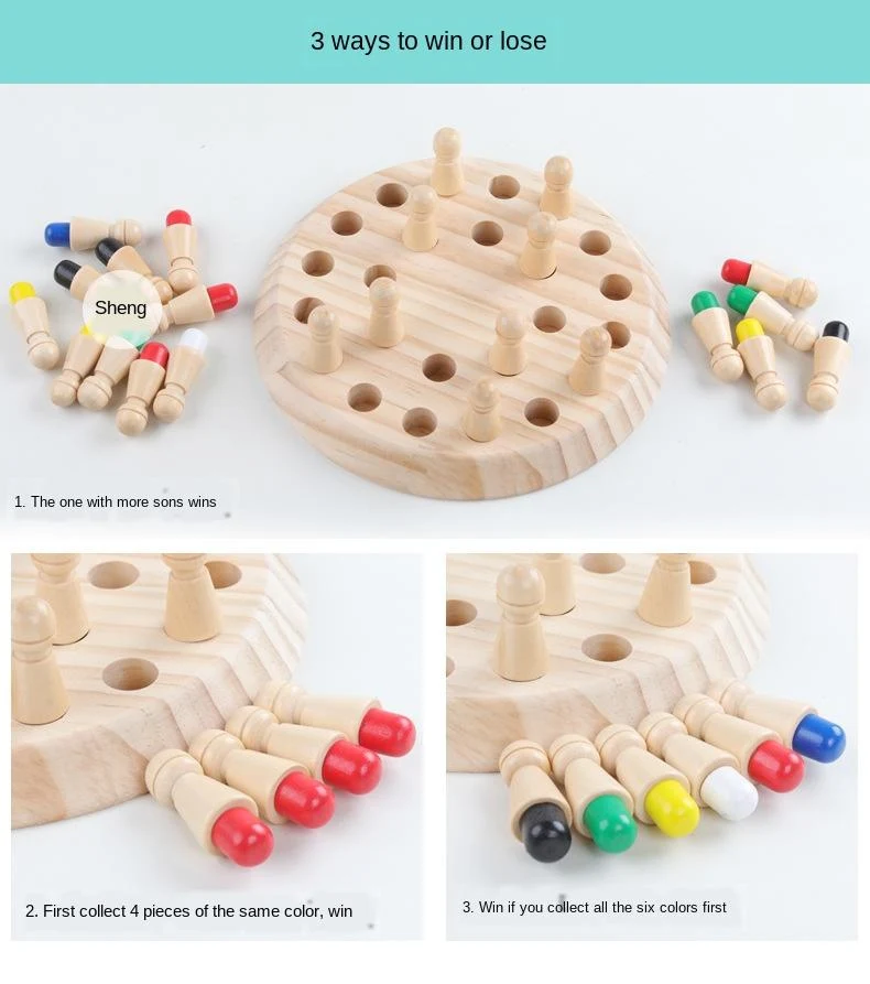 Kinderspiel Schach Holz Memory Match Stick Spaß Farbe Spielbrett Puzzles Pädagogisches Spielzeug Kognitive Fähigkeit Lernen Kinderspielzeug