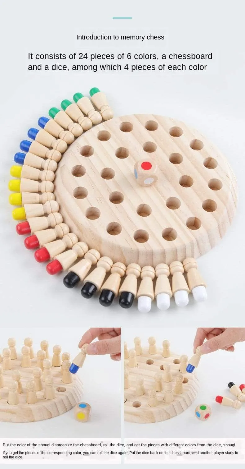 Kinderspiel Schach Holz Memory Match Stick Spaß Farbe Spielbrett Puzzles Pädagogisches Spielzeug Kognitive Fähigkeit Lernen Kinderspielzeug