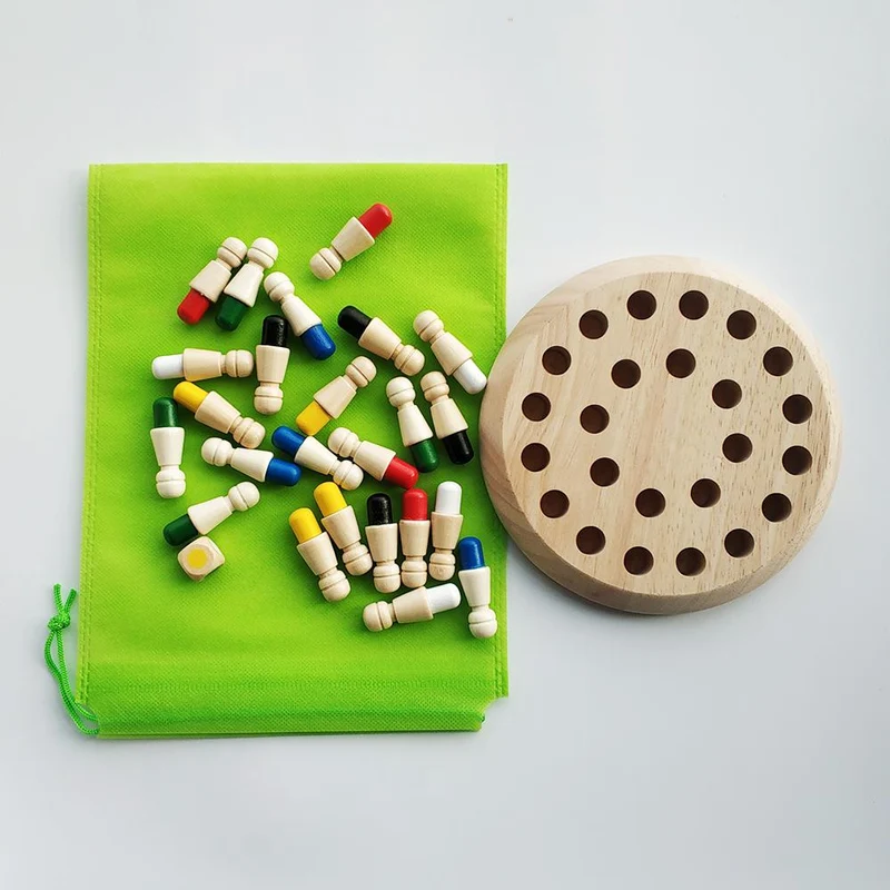 Kinderspiel Schach Holz Memory Match Stick Spaß Farbe Spielbrett Puzzles Pädagogisches Spielzeug Kognitive Fähigkeit Lernen Kinderspielzeug