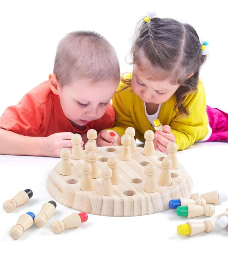 Kinder Holzspielzeug Puzzles Farbgedächtnis Schachspiel Spiel Intellektuelle Kinder Party Brettspiele Baby Pädagogisches Lernspielzeug