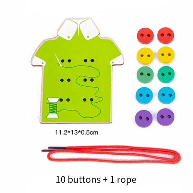 1set kinderspaß montessori lernen grundlegende lebensfähigkeiten lehrmittel kleidung einfädeln knopf nähen brettspiel pädagogisches spielzeug