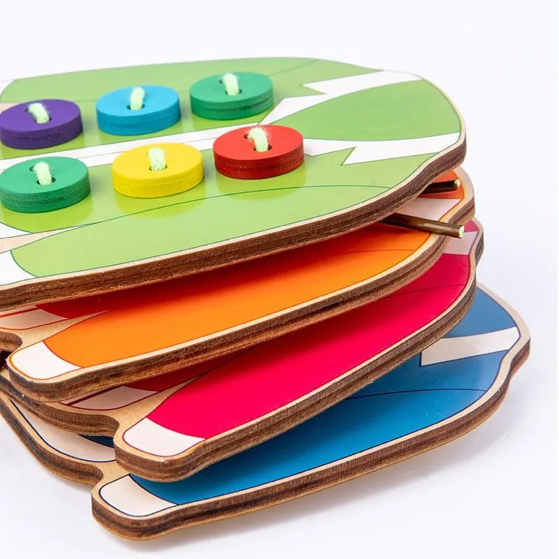 1set kinderspaß montessori lernen grundlegende lebensfähigkeiten lehrmittel kleidung einfädeln knopf nähen brettspiel pädagogisches spielzeug