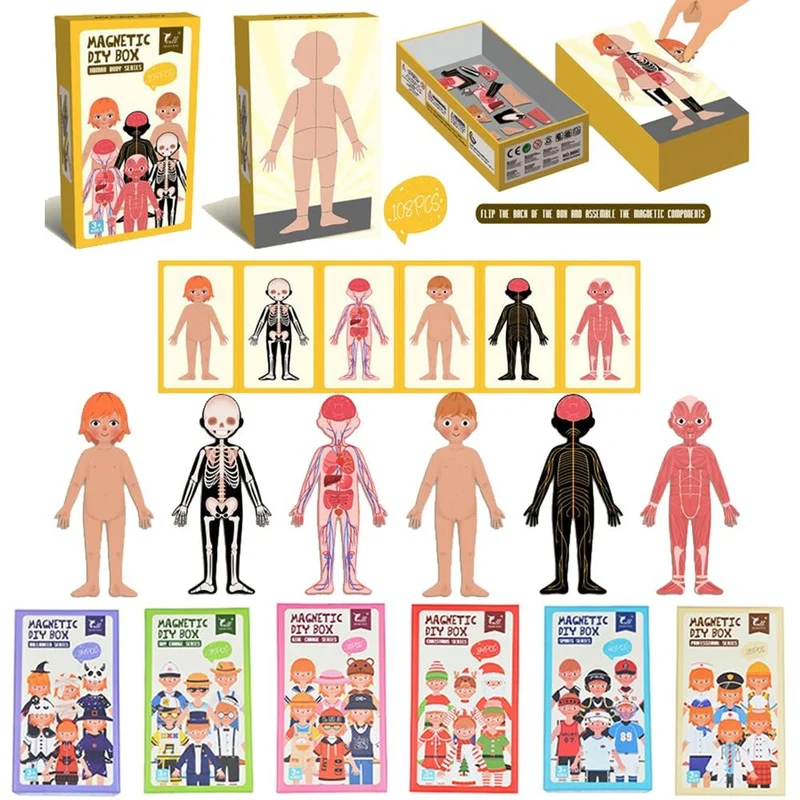 Kinder Magnetic Human Body Cognitive DIY Puzzles Früherziehung Lernspielzeug Montessori Lustiges Geschenk für Kinder Dressing Puzzle