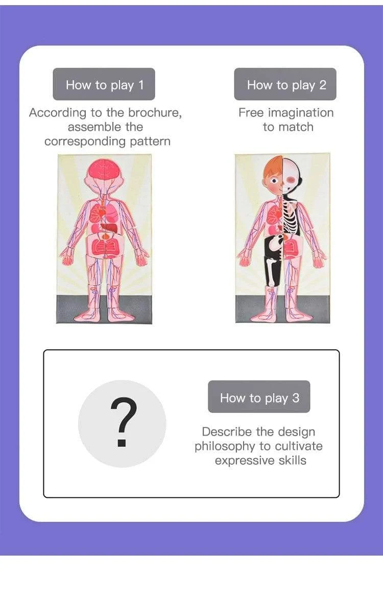 Kinder Magnetic Human Body Cognitive DIY Puzzles Früherziehung Lernspielzeug Montessori Lustiges Geschenk für Kinder Dressing Puzzle