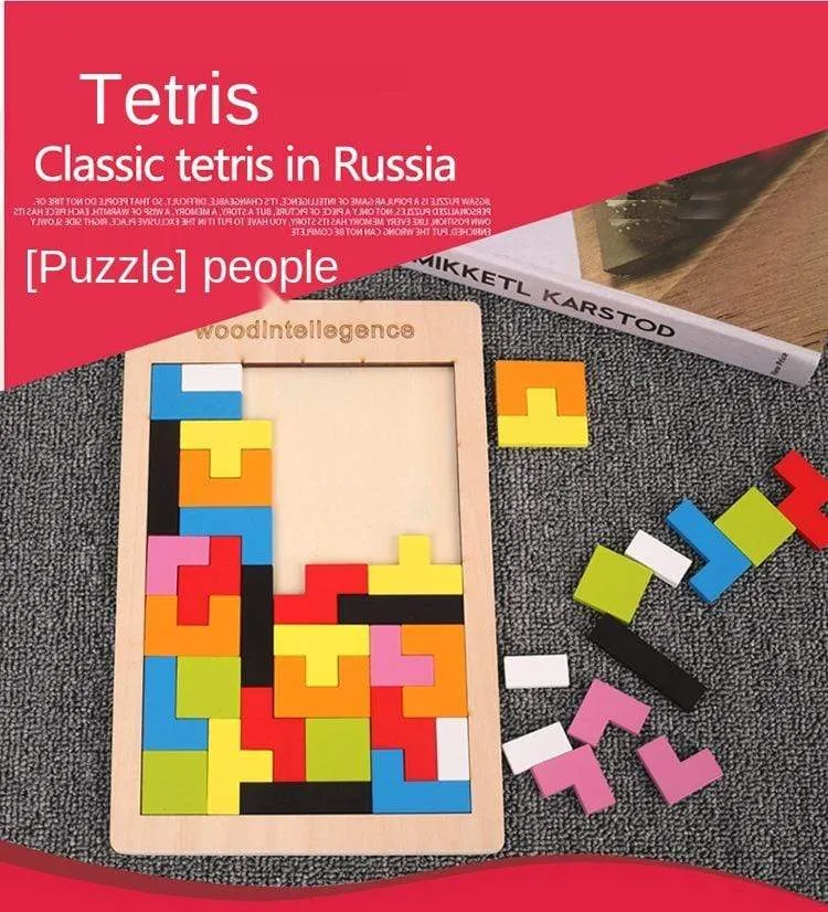 Buntes 3D-Puzzle-Tangram-Mathe-Spielzeug aus Holz Tetris-Spiel Kinder Vorschule Magination Intellektuelles Lernspielzeug für Kinder