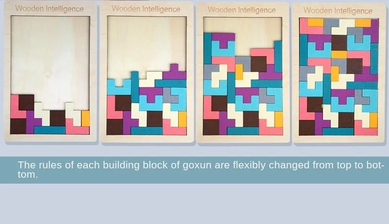 Buntes 3D-Puzzle-Tangram-Mathe-Spielzeug aus Holz Tetris-Spiel Kinder Vorschule Magination Intellektuelles Lernspielzeug für Kinder