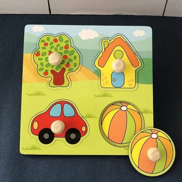 Kinder Hand Grab Board 3D Puzzle Holzspielzeug für Kinder Cartoon Tier Holz Puzzle Kleinkind Baby Frühe Pädagogische Lernspielzeug