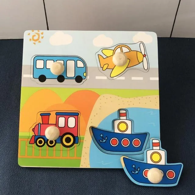Kinder Hand Grab Board 3D Puzzle Holzspielzeug für Kinder Cartoon Tier Holz Puzzle Kleinkind Baby Frühe Pädagogische Lernspielzeug