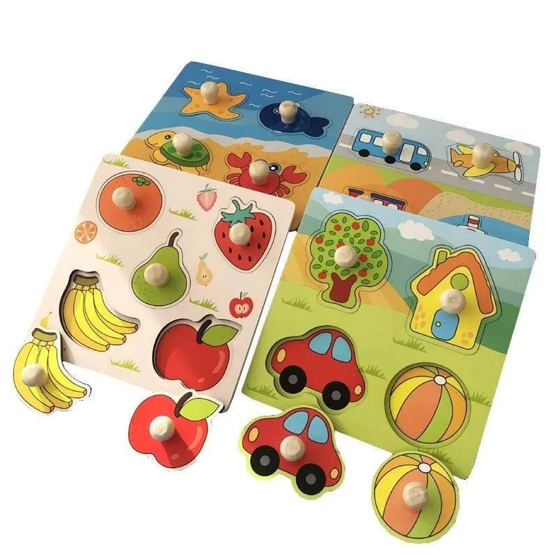 Kinder Hand Grab Board 3D Puzzle Holzspielzeug für Kinder Cartoon Tier Holz Puzzle Kleinkind Baby Frühe Pädagogische Lernspielzeug