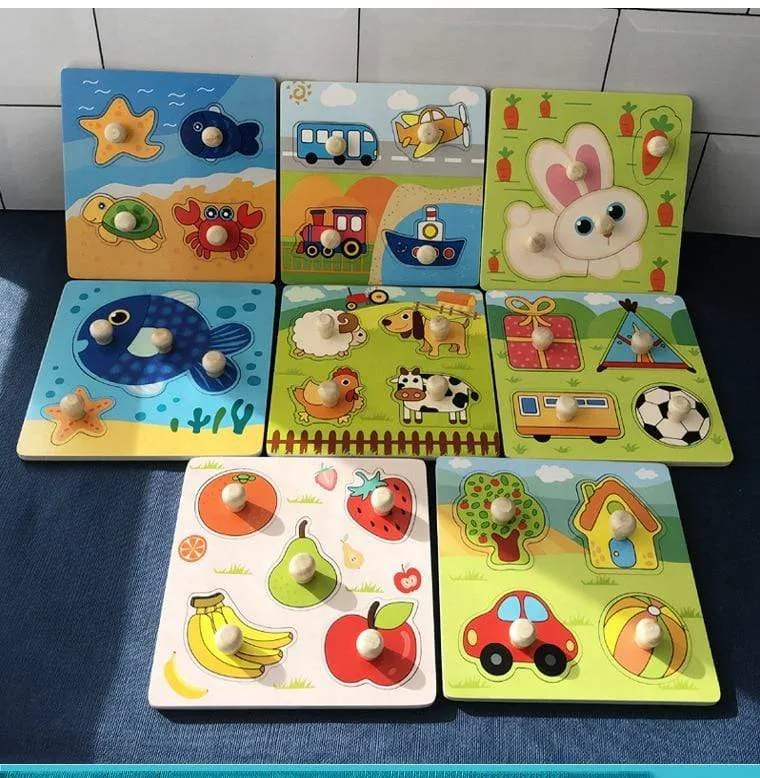 Kinder Hand Grab Board 3D Puzzle Holzspielzeug für Kinder Cartoon Tier Holz Puzzle Kleinkind Baby Frühe Pädagogische Lernspielzeug