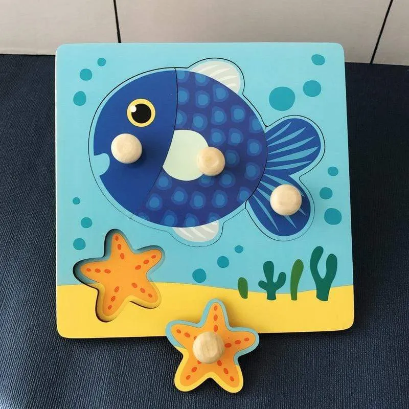 Kinder Hand Grab Board 3D Puzzle Holzspielzeug für Kinder Cartoon Tier Holz Puzzle Kleinkind Baby Frühe Pädagogische Lernspielzeug