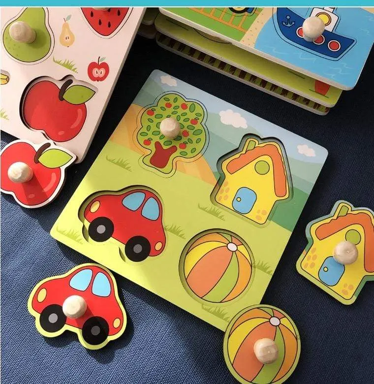 Kinder Hand Grab Board 3D Puzzle Holzspielzeug für Kinder Cartoon Tier Holz Puzzle Kleinkind Baby Frühe Pädagogische Lernspielzeug