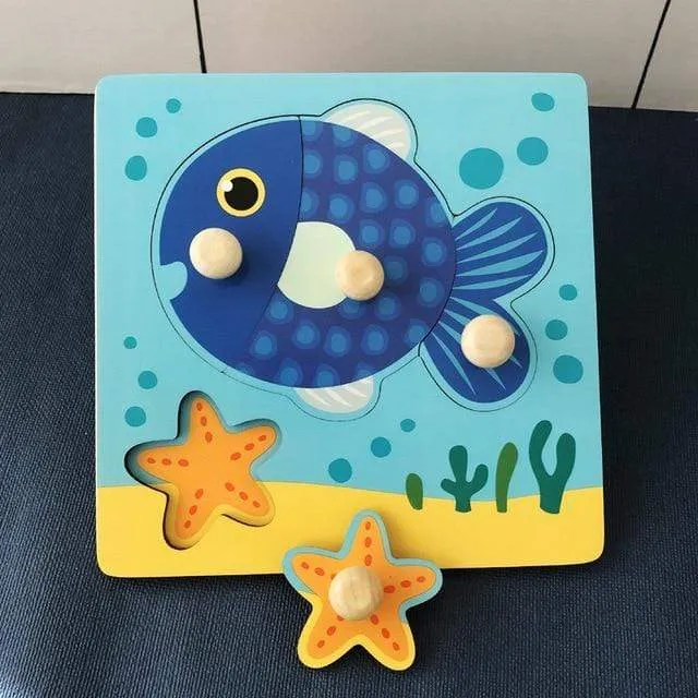 Kinder Hand Grab Board 3D Puzzle Holzspielzeug für Kinder Cartoon Tier Holz Puzzle Kleinkind Baby Frühe Pädagogische Lernspielzeug