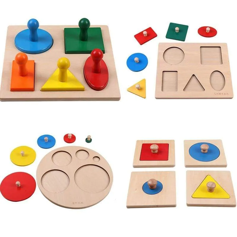 Holz Geometrische Formen Sortieren Mathe Montessori Puzzle Bunte Vorschullernen Lernspiel Baby Kleinkind Spielzeug