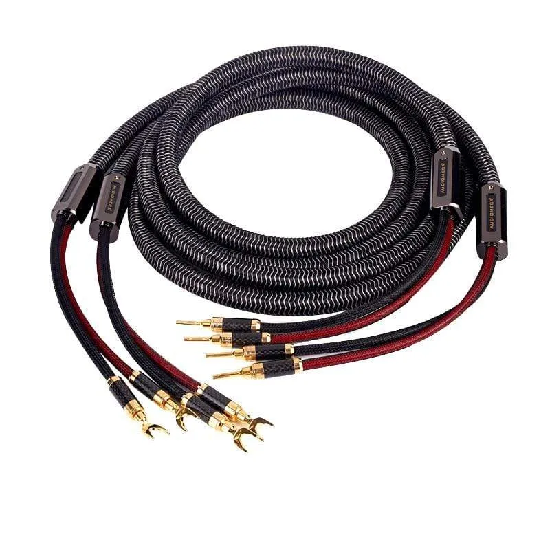 1 Paar AUDIOMECA Hifi-Lautsprecherkabel OFC reines Kupfer-Audio-Verbindungskabel
