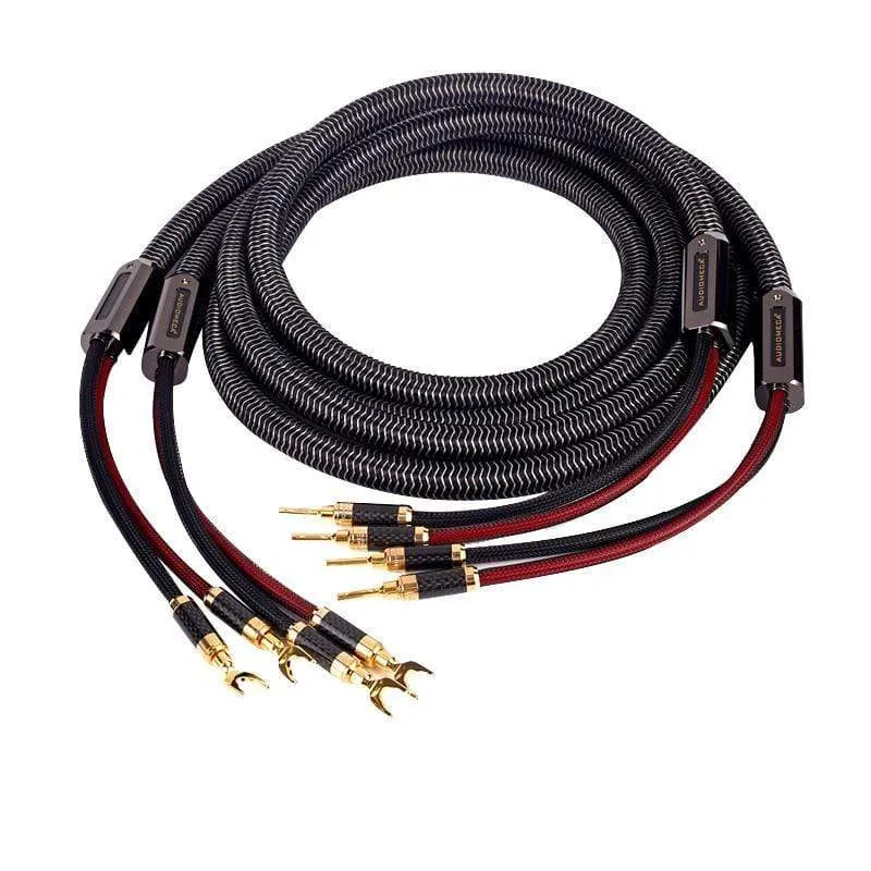 1 Paar AUDIOMECA Hifi-Lautsprecherkabel OFC reines Kupfer-Audio-Verbindungskabel