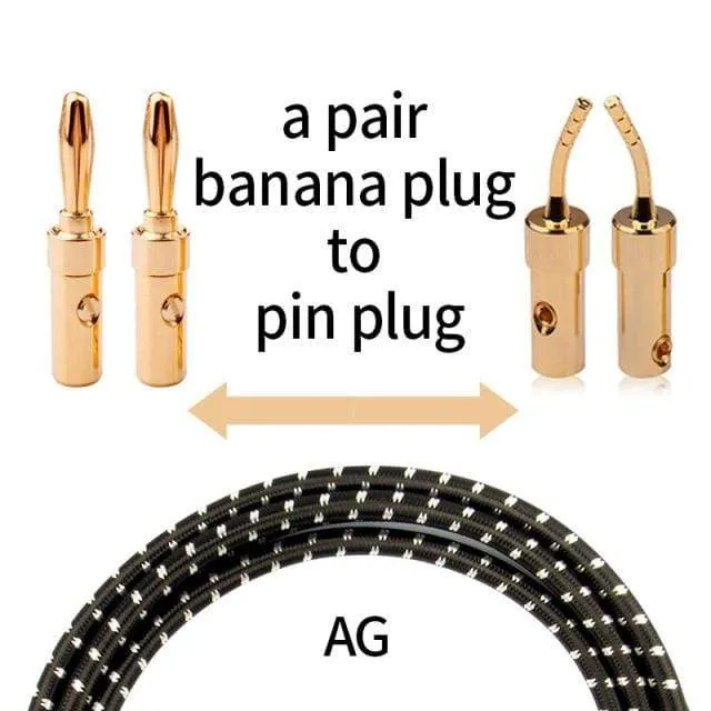 TODN HIFI-Lautsprecher-Audiokabel High-End-Stereo-Verstärkerkabel Hochreine sauerstofffreie Kupferbanane Vergoldeter Stecker pro Paar
