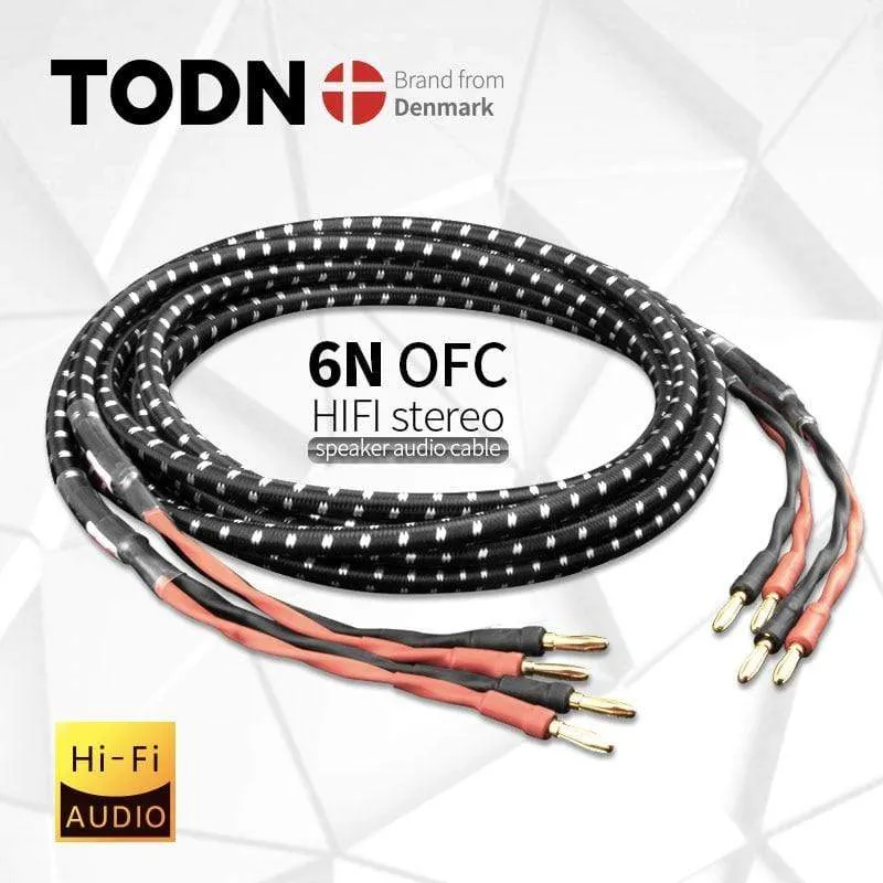 TODN HIFI-Lautsprecher-Audiokabel High-End-Stereo-Verstärkerkabel Hochreine sauerstofffreie Kupferbanane Vergoldeter Stecker pro Paar