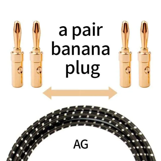 TODN HIFI-Lautsprecher-Audiokabel High-End-Stereo-Verstärkerkabel Hochreine sauerstofffreie Kupferbanane Vergoldeter Stecker pro Paar