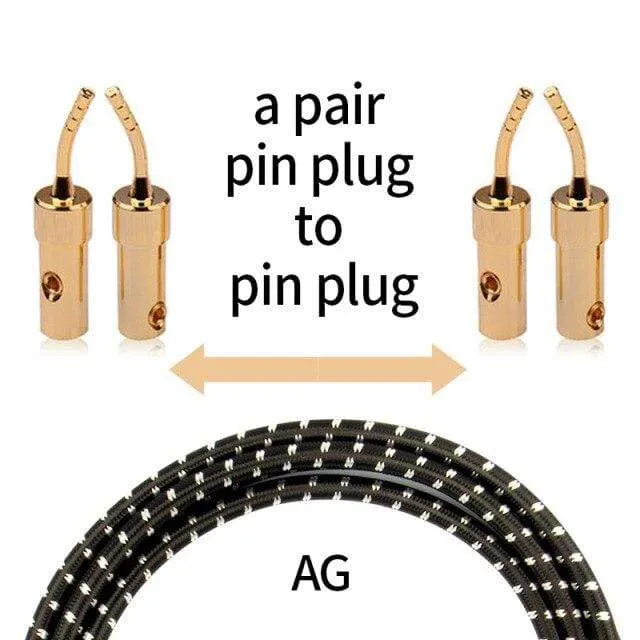 TODN HIFI-Lautsprecher-Audiokabel High-End-Stereo-Verstärkerkabel Hochreine sauerstofffreie Kupferbanane Vergoldeter Stecker pro Paar