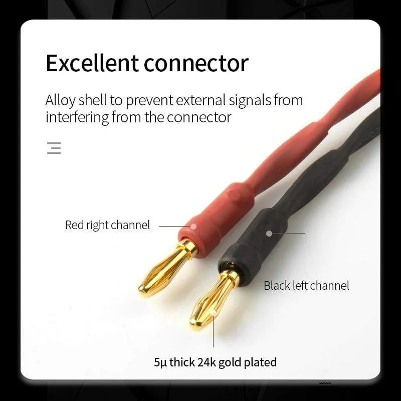 TODN HIFI-Lautsprecher-Audiokabel High-End-Stereo-Verstärkerkabel Hochreine sauerstofffreie Kupferbanane Vergoldeter Stecker pro Paar